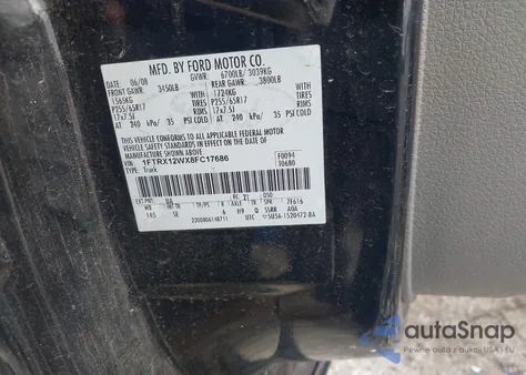 2008 Ford F-150 Fx2/Stx/Xl/Xlt from USA, damaged, VIN 1FTRX12WX8FC17686